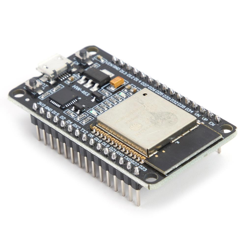 Forsiden af ESP32-WROOM-32D med Micro USB