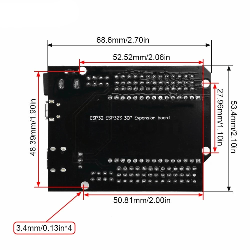 Image of Tekniske specifikationer af ESP32 udvidelsesboard