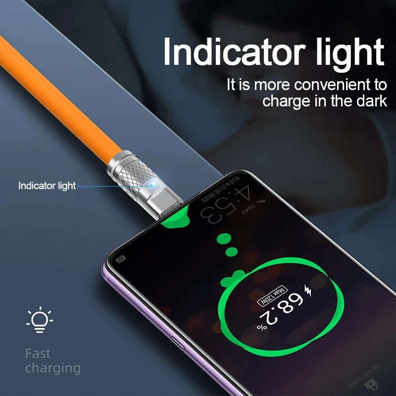 Image of 120W 6A USB C til Lightning kabel Flydende Silikone