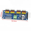 PCA9685 16-kanals PWM Servo Driver I2C Modul størrelse
