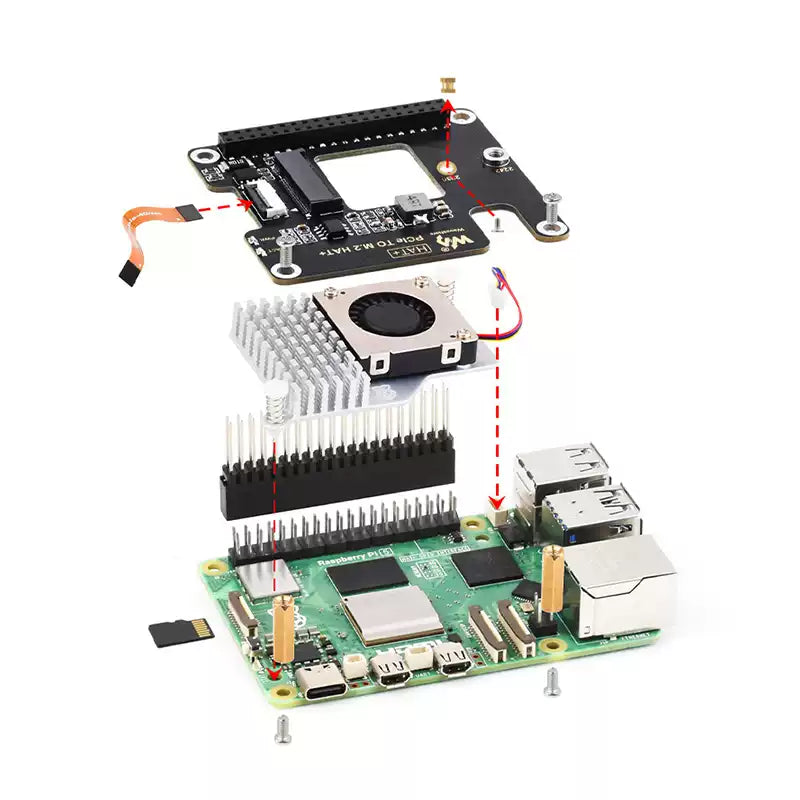 Image of Weixue PCIe til M.2 Adapter til Raspberry Pi 5