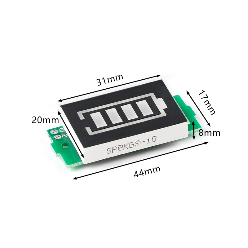 Image of Størrelse af et 1-8S Lithium Batteri Power Display Modul