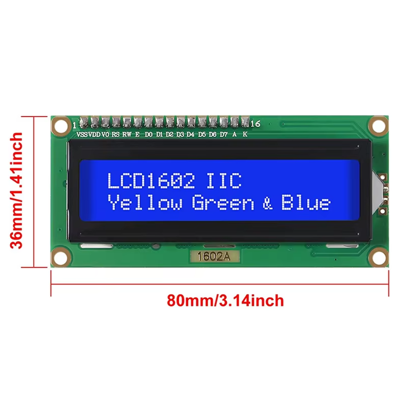 LCD display 2x16 karakterer med I2C kontrol