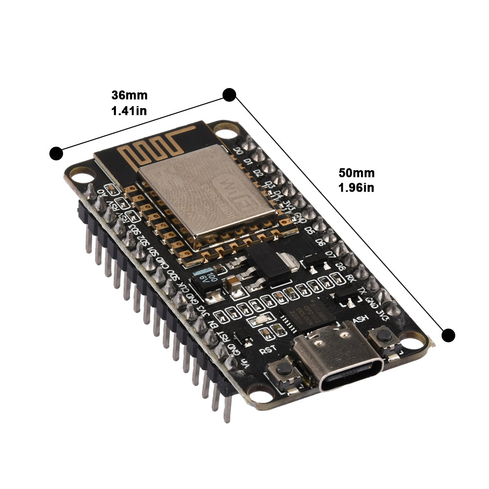 ESP8266 NodeMCU med USB C med størrelse