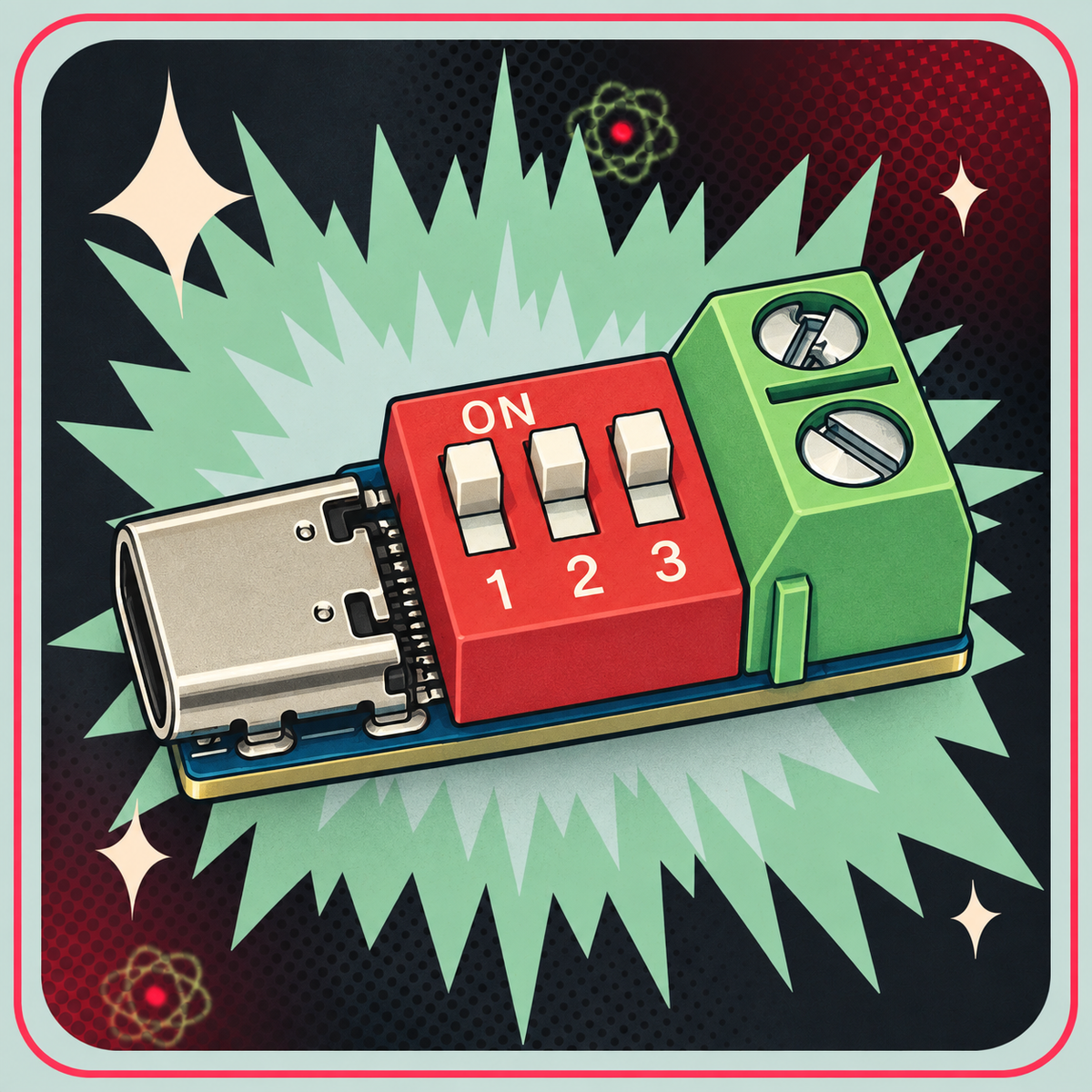 5~20V QC/PD Hurtigopladning Testboard – eBits retroillustration
