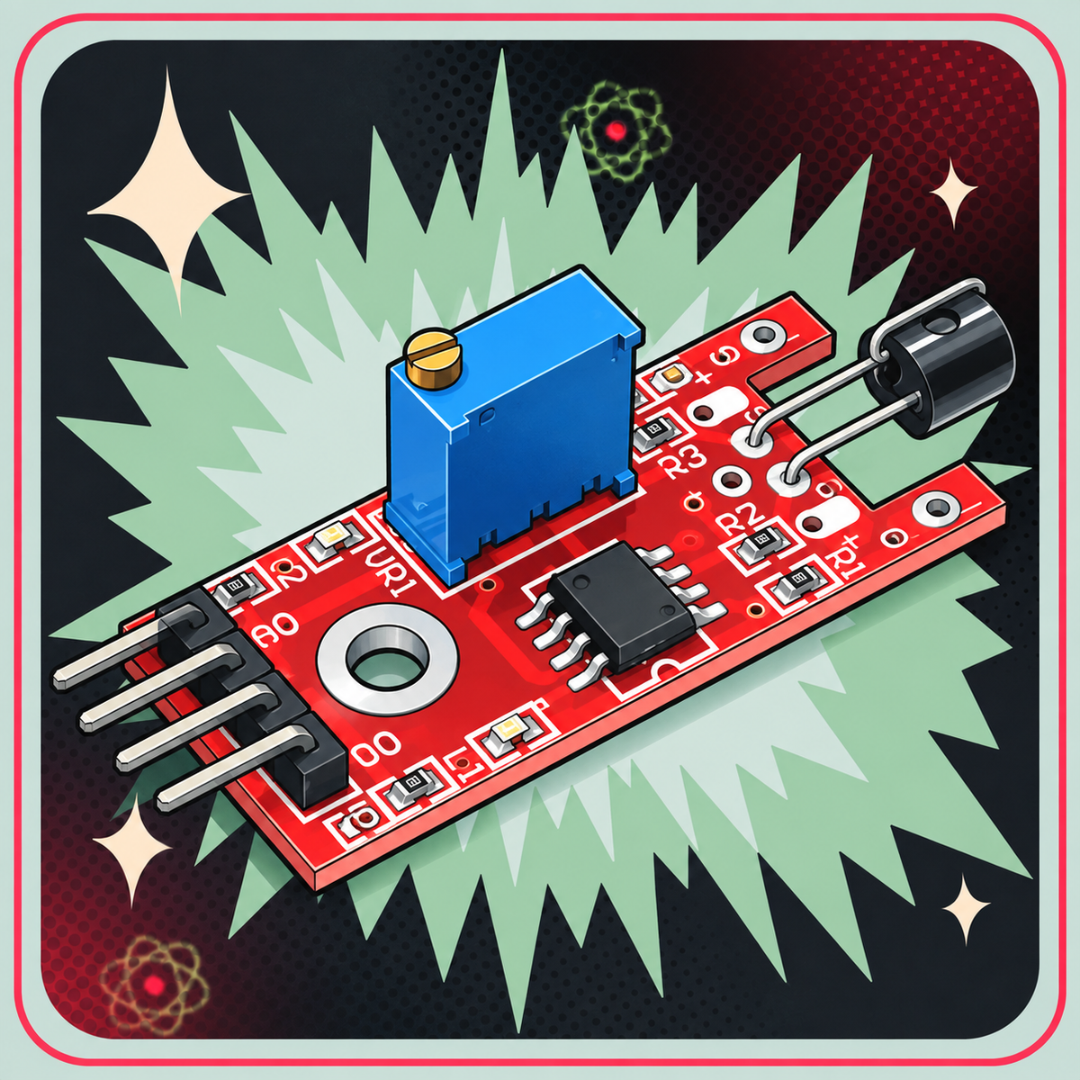 KY-036 Digital Berøringssensor – eBits retroillustration