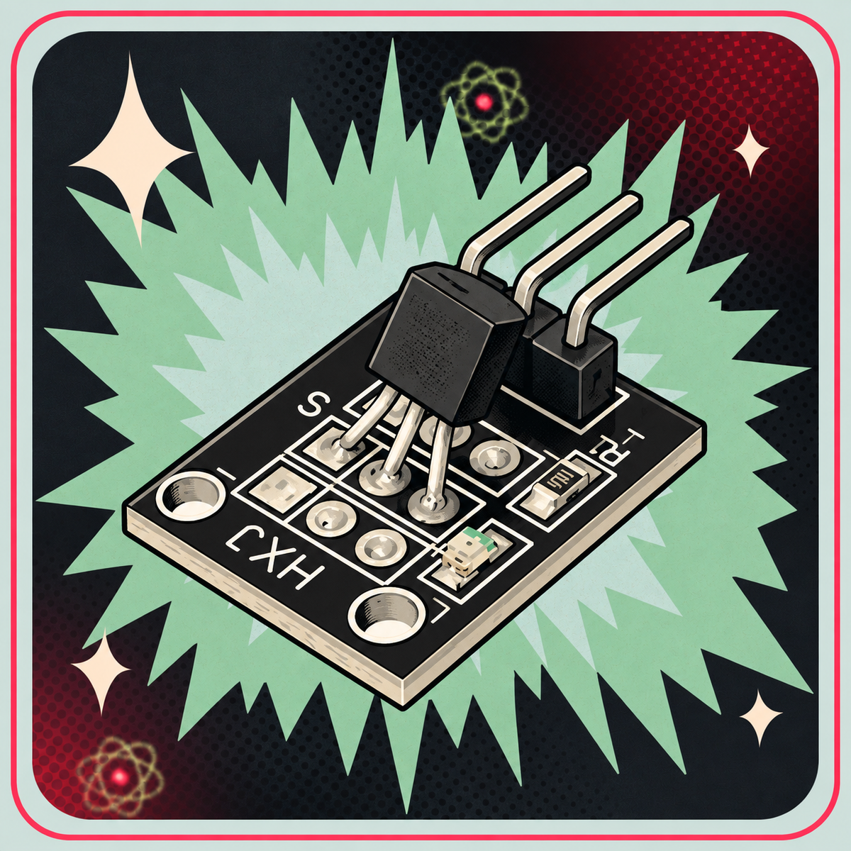 KY-001 Digital temperatur sensor DS18B20 – eBits retroillustration