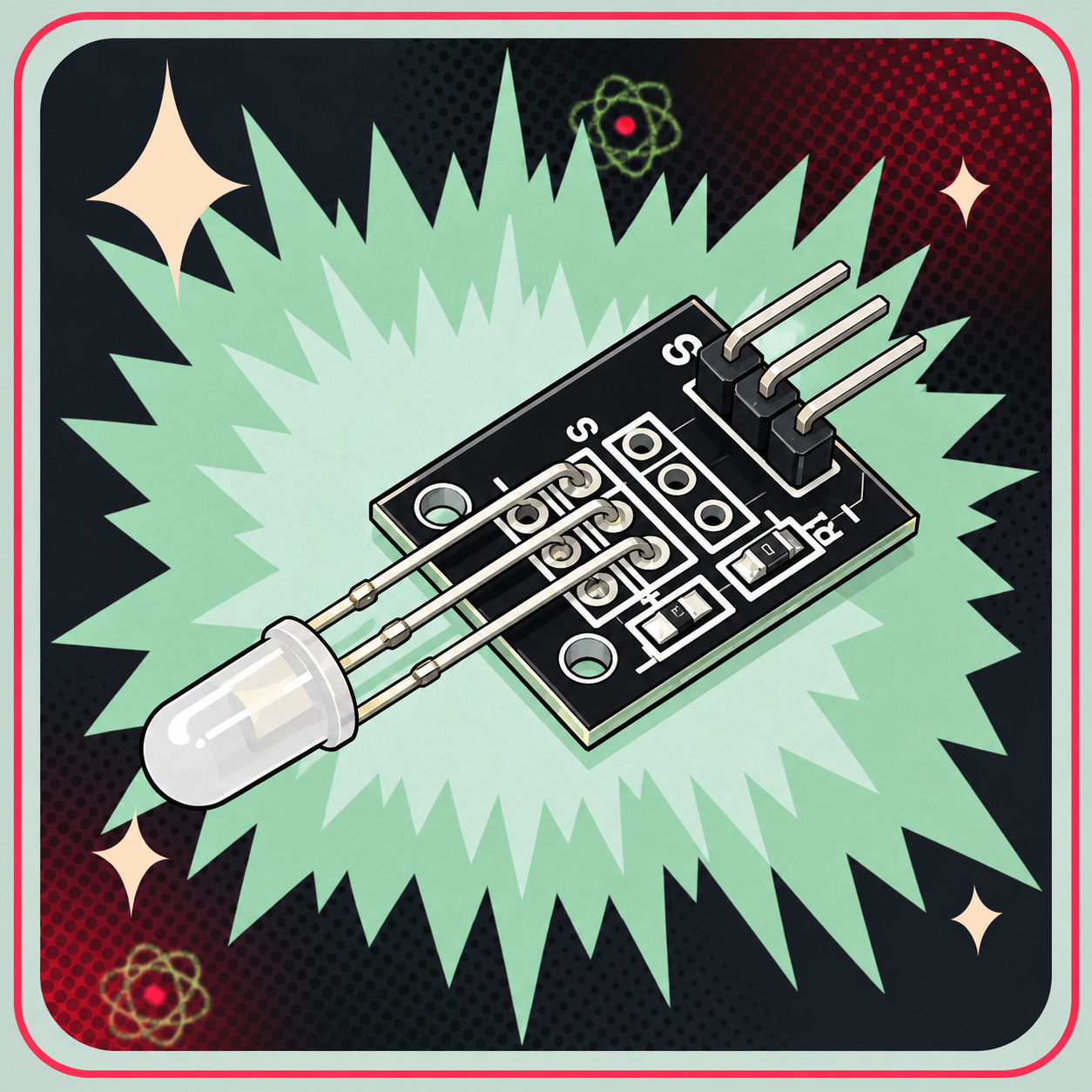 KY-011 Rød / Grøn LED 5mm – eBits retroillustration