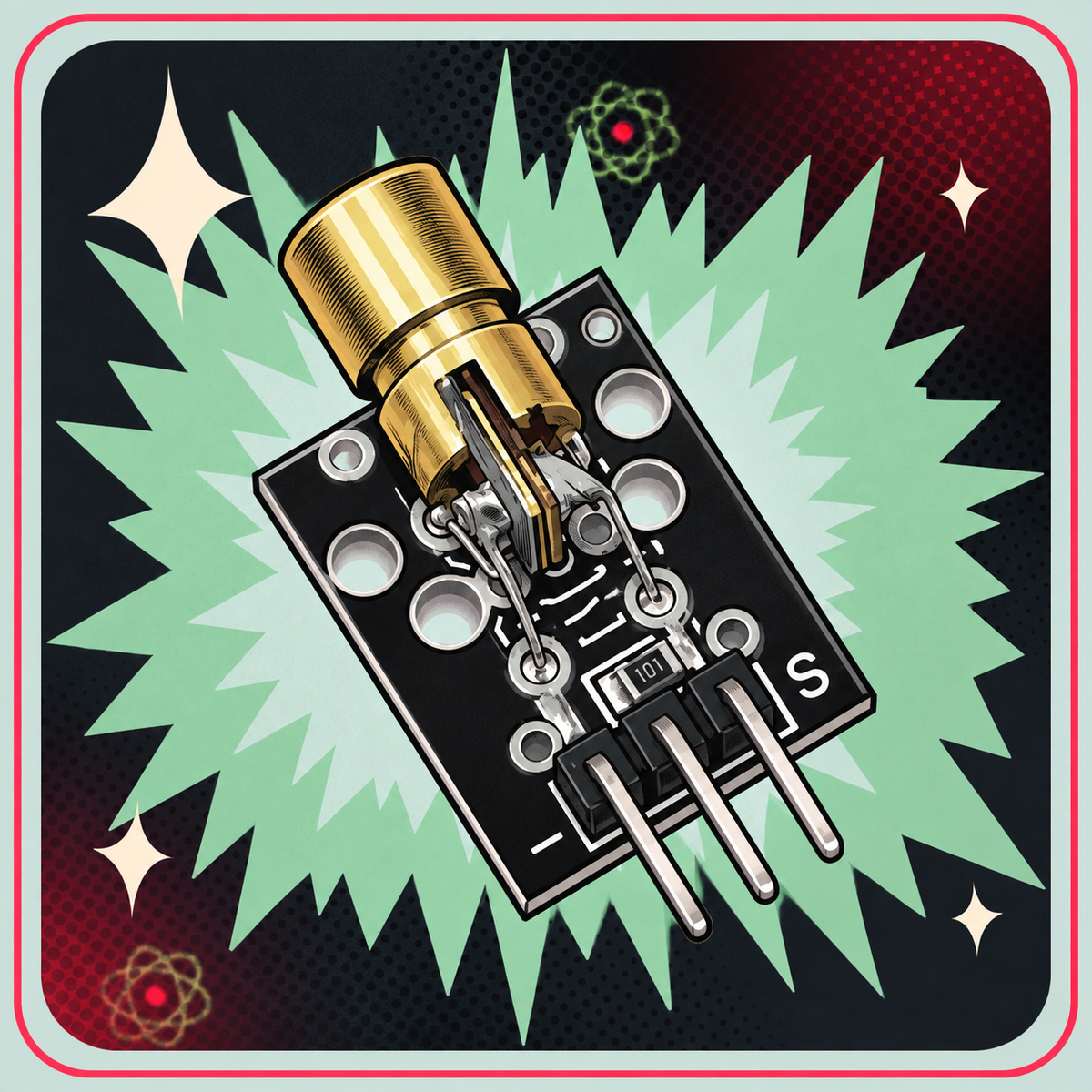 KY-008 Laser sender modul 650nm 5V – eBits retroillustration