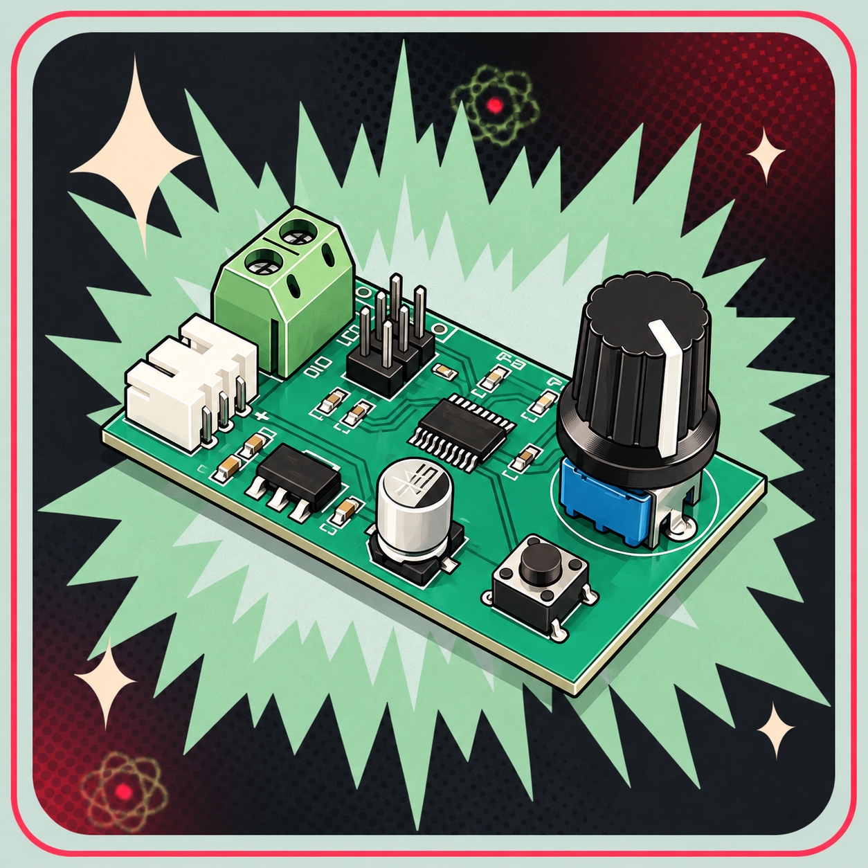 MG995 SG90 dobbelt servocontroller – eBits retroillustration