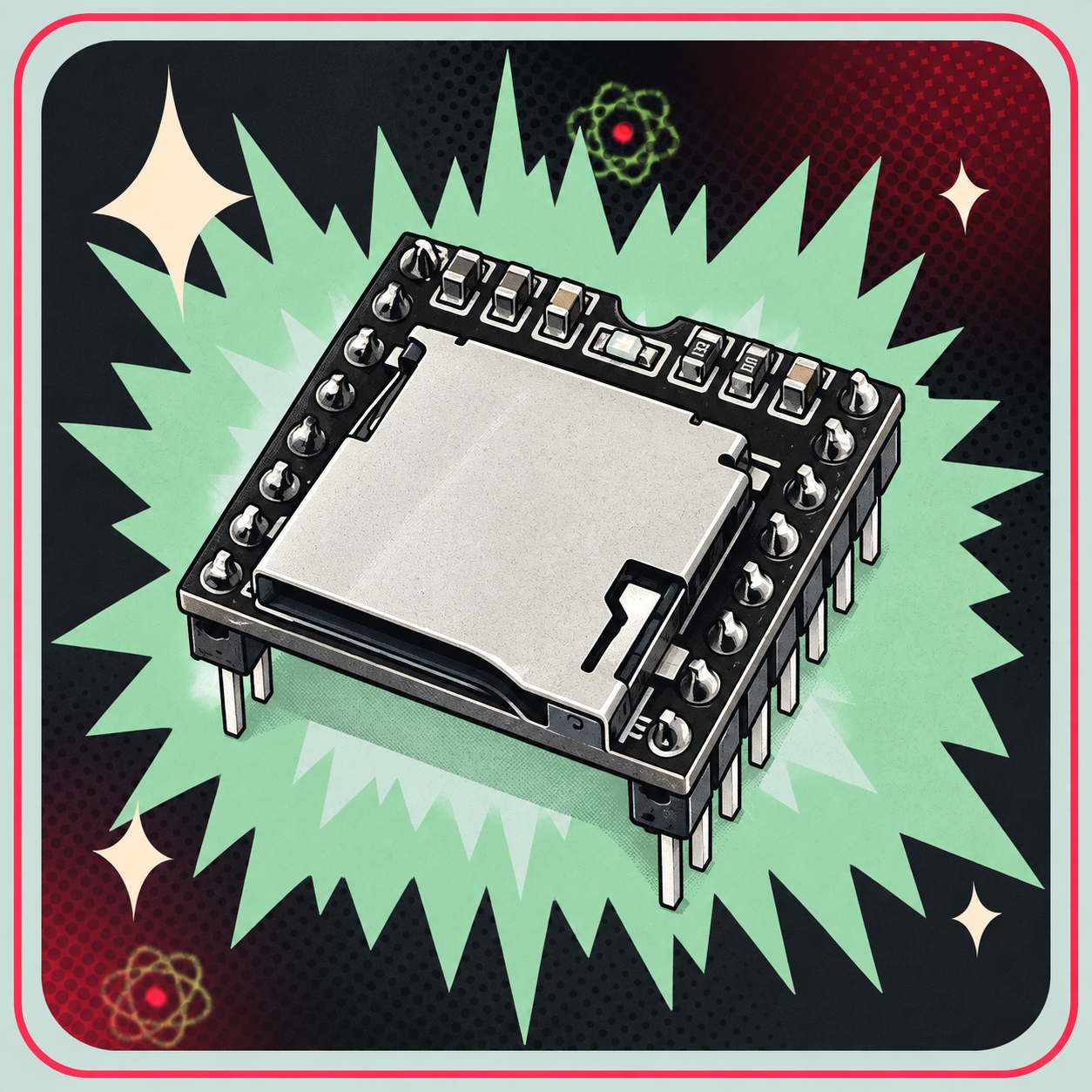 Image of Mini MP3 afspiller modul - MP3-TF-16P – eBits retroillustration