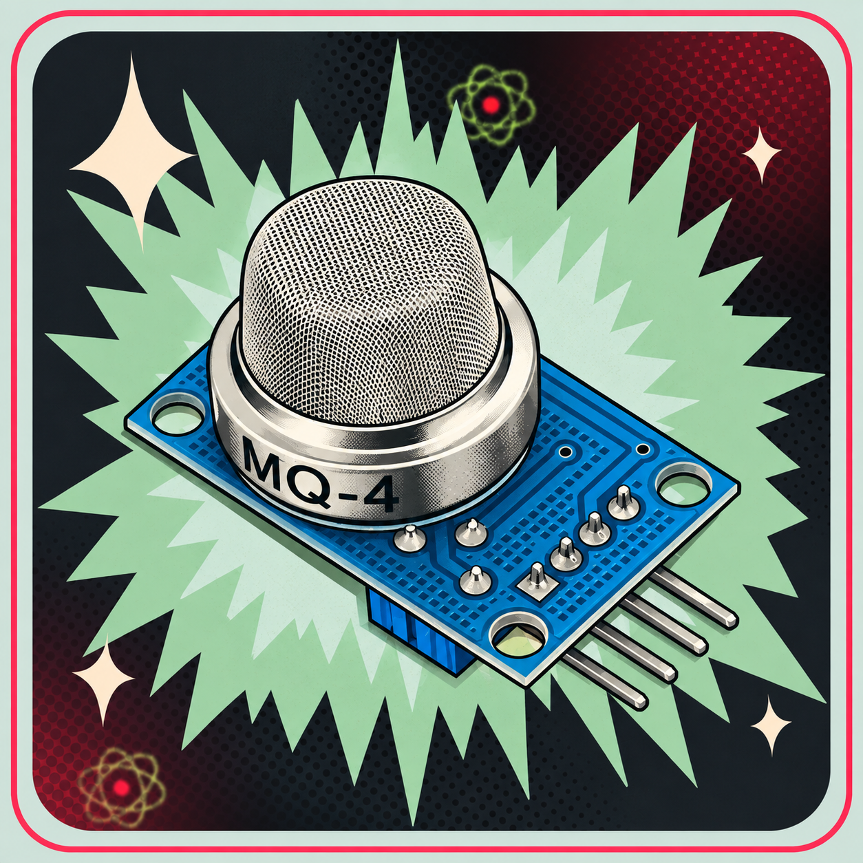 MQ4 Methan, Butan, Propan, Gas sensor – eBits retroillustration