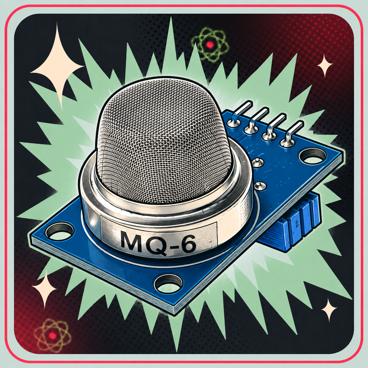 MQ6 Petholium, Butan, Propan, LPG, Gas sensor – eBits retroillustration