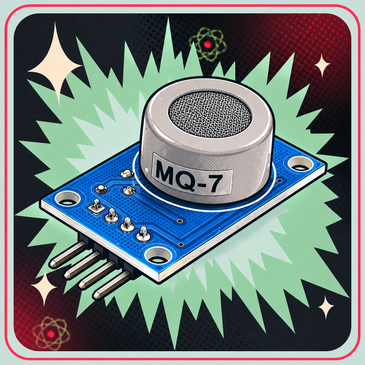 MQ7 Carbon monoxide (kulilte) sensor – eBits retroillustration