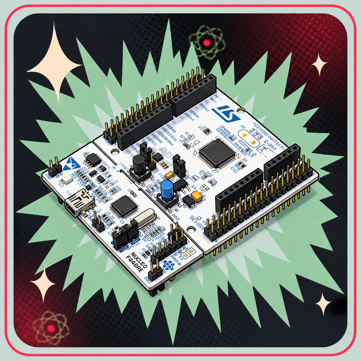 Image of NUCLEO-F446RE STM32 Development Board – eBits retroillustration