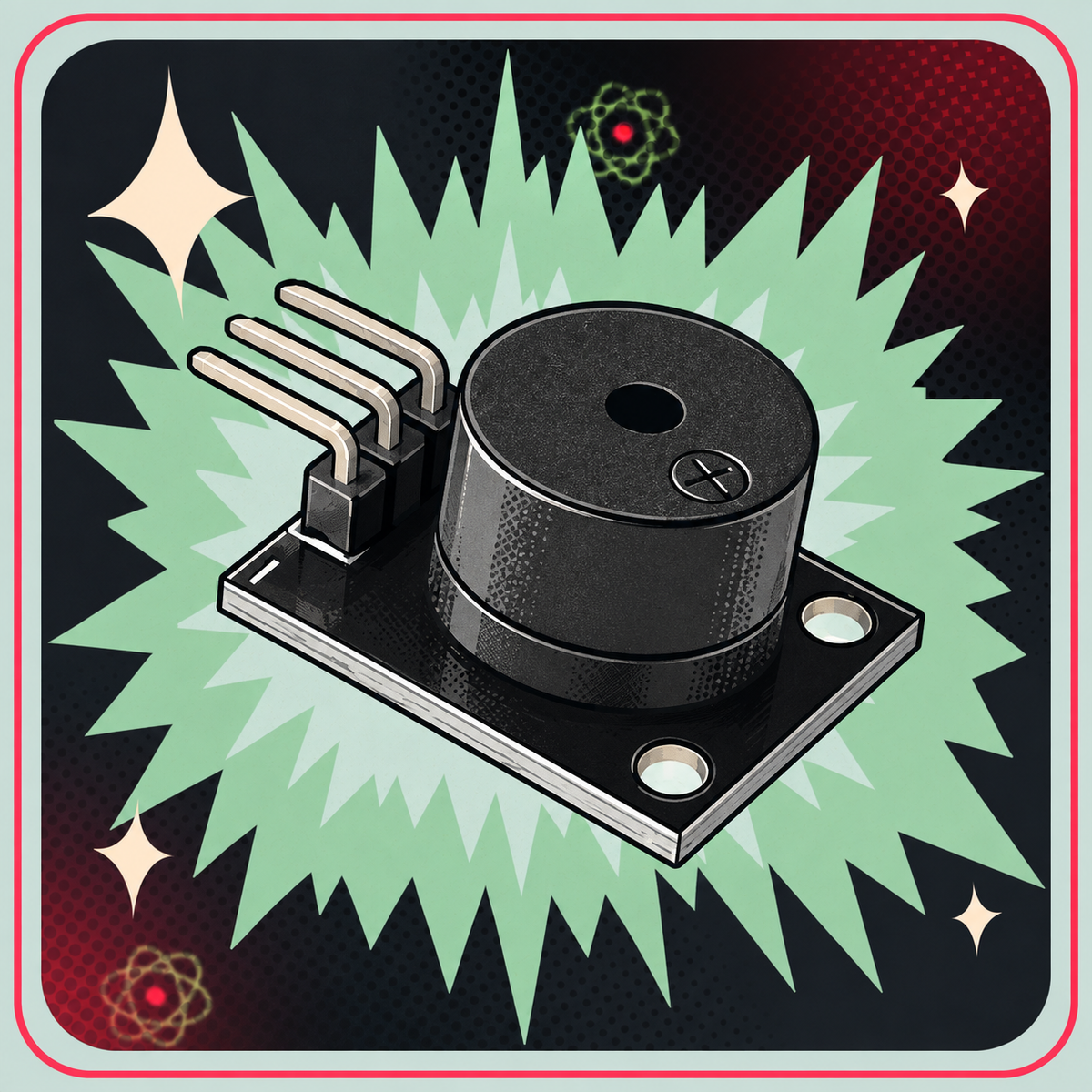 KY-006 Passiv buzzer PWM styret – eBits retroillustration