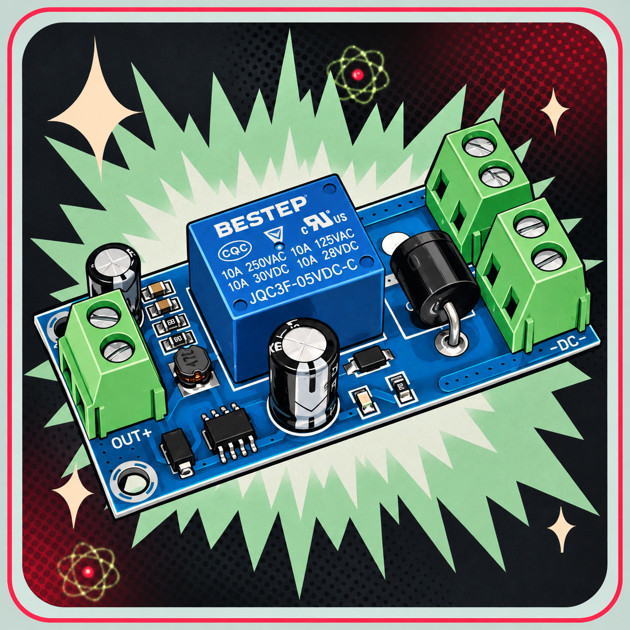 Image of YX850 Strømsvigt Auto Skift Lithium Batteri Modul – eBits retroillustration