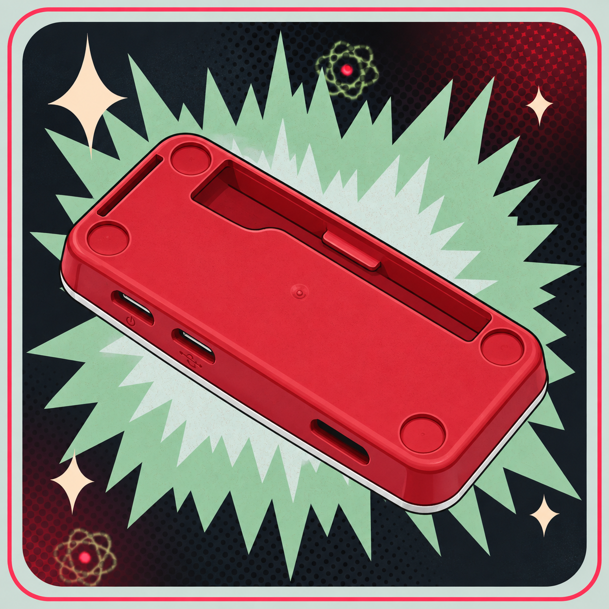 Image of Raspberry Pi Zero W Officielt Kabinet – eBits retroillustration