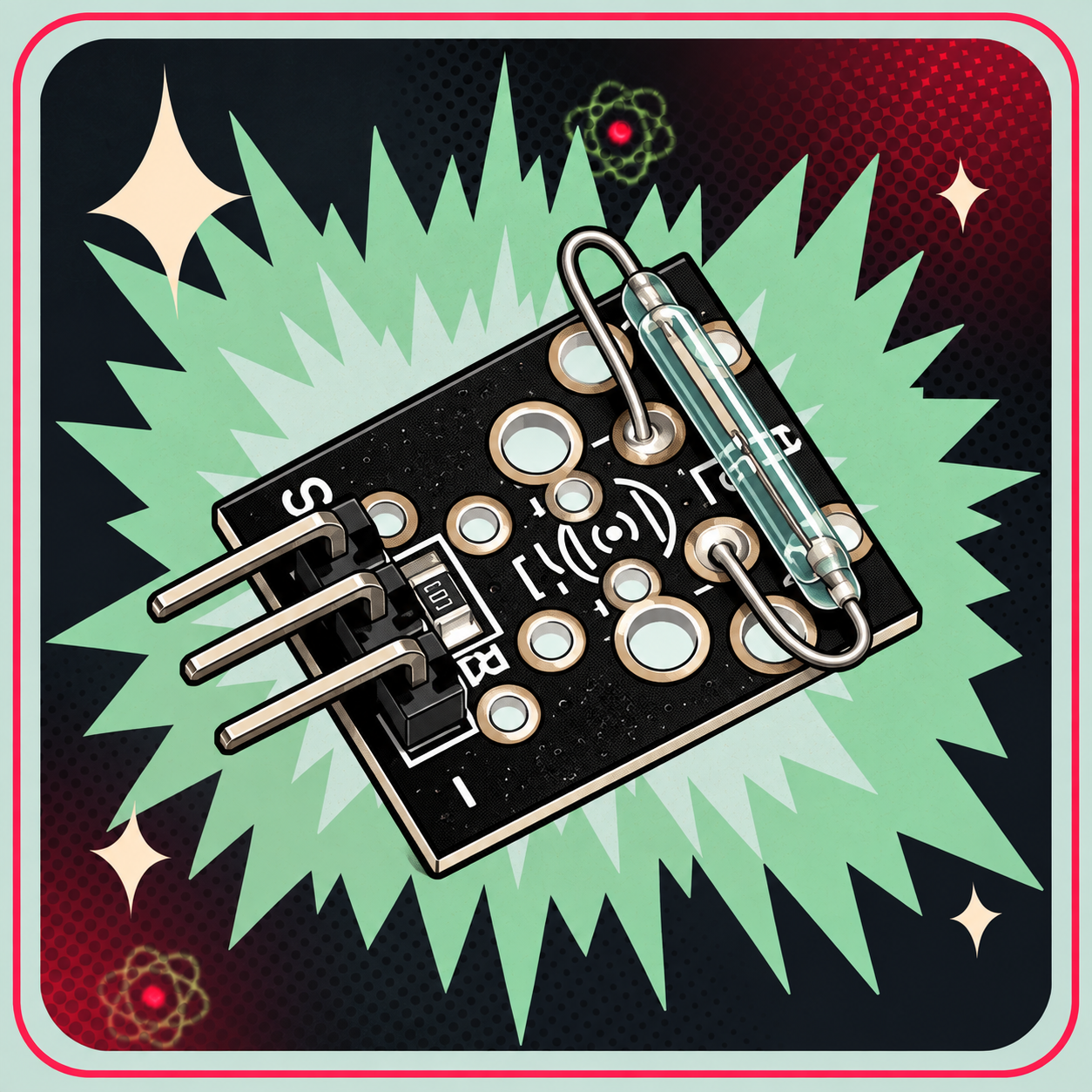 Image of KY-021 Reed switch/Magnetisk kontaktmodul mini – eBits retroillustration