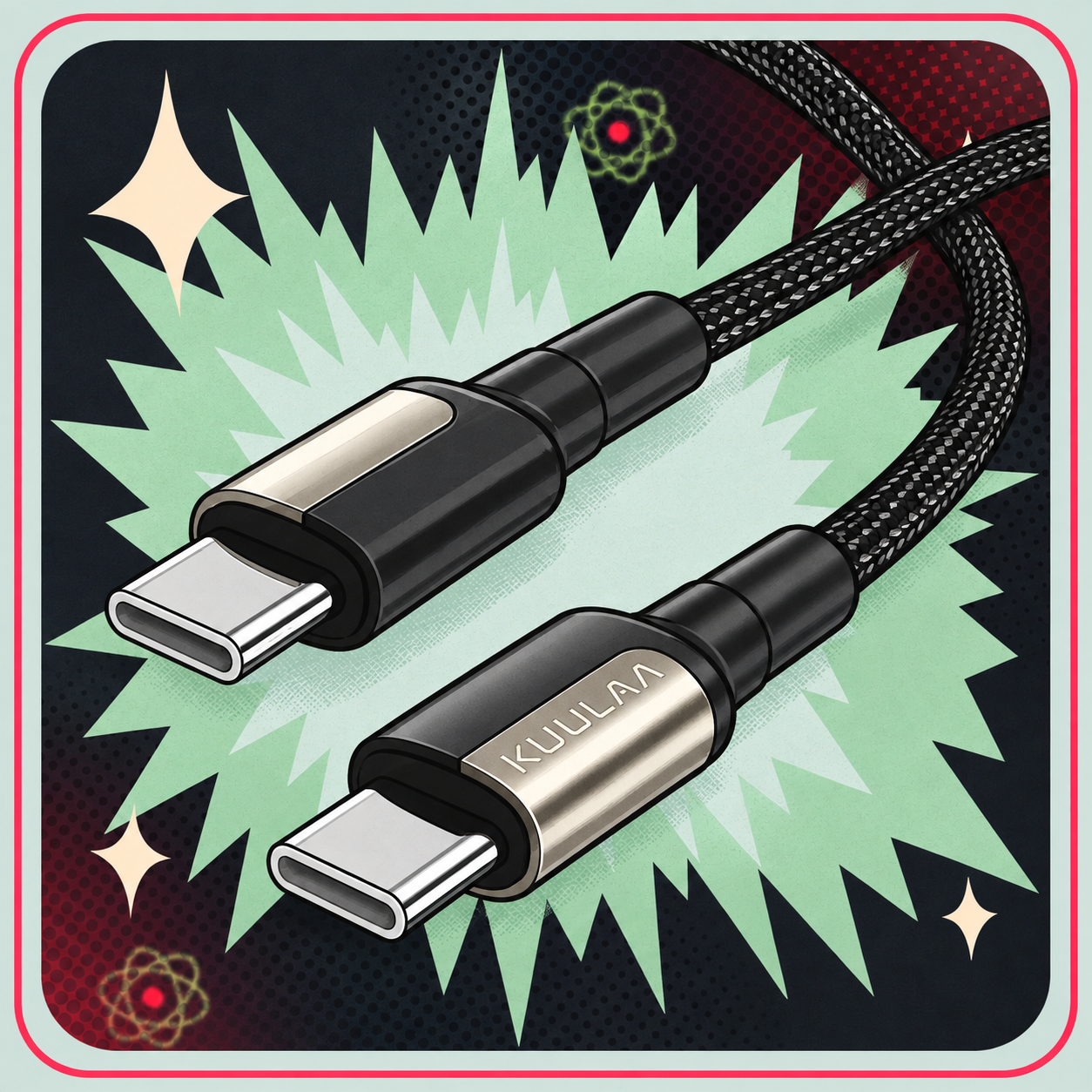 Image of USB-C til USB-C PD Kabel 100W – 2 meter – eBits retroillustration