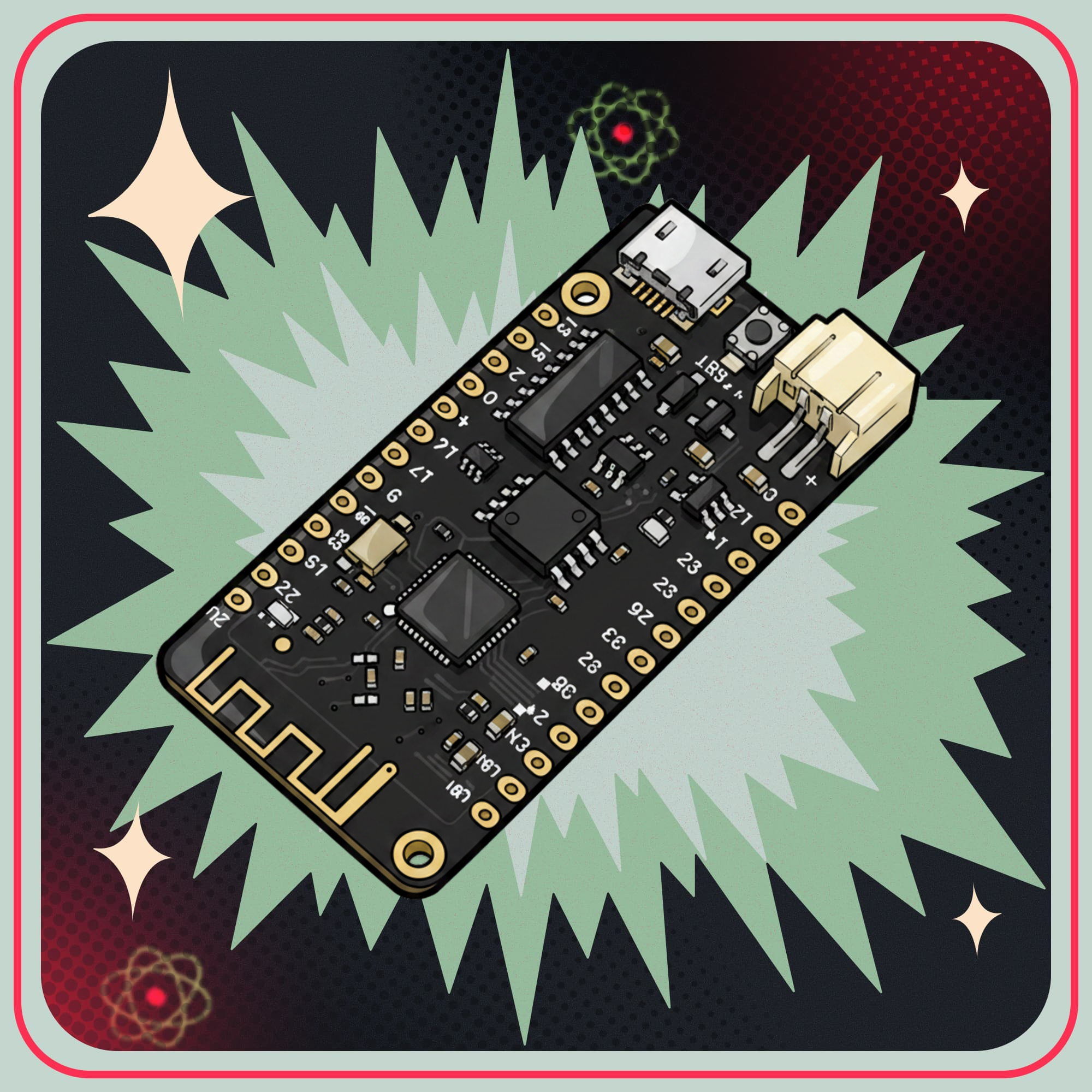Image of ESP32 WEMOS LOLIN32 Lite V1 med batteristik og lader