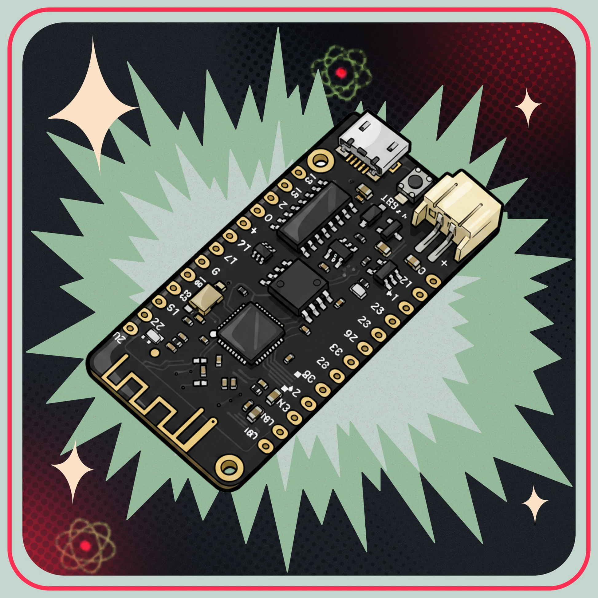ESP32 WEMOS LOLIN32 Lite V1 med batteristik og lader