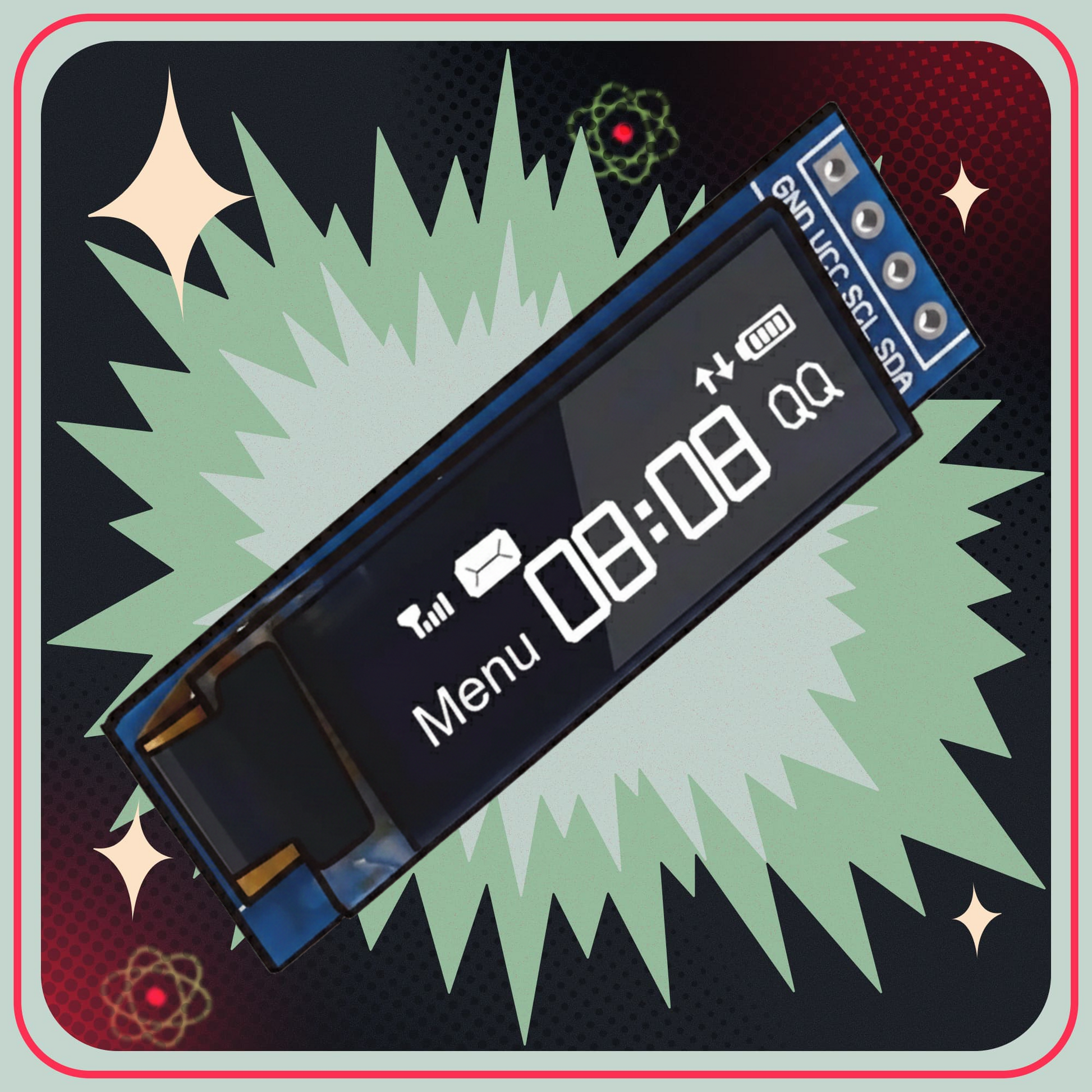 0.91" OLED display 128x32 pixels