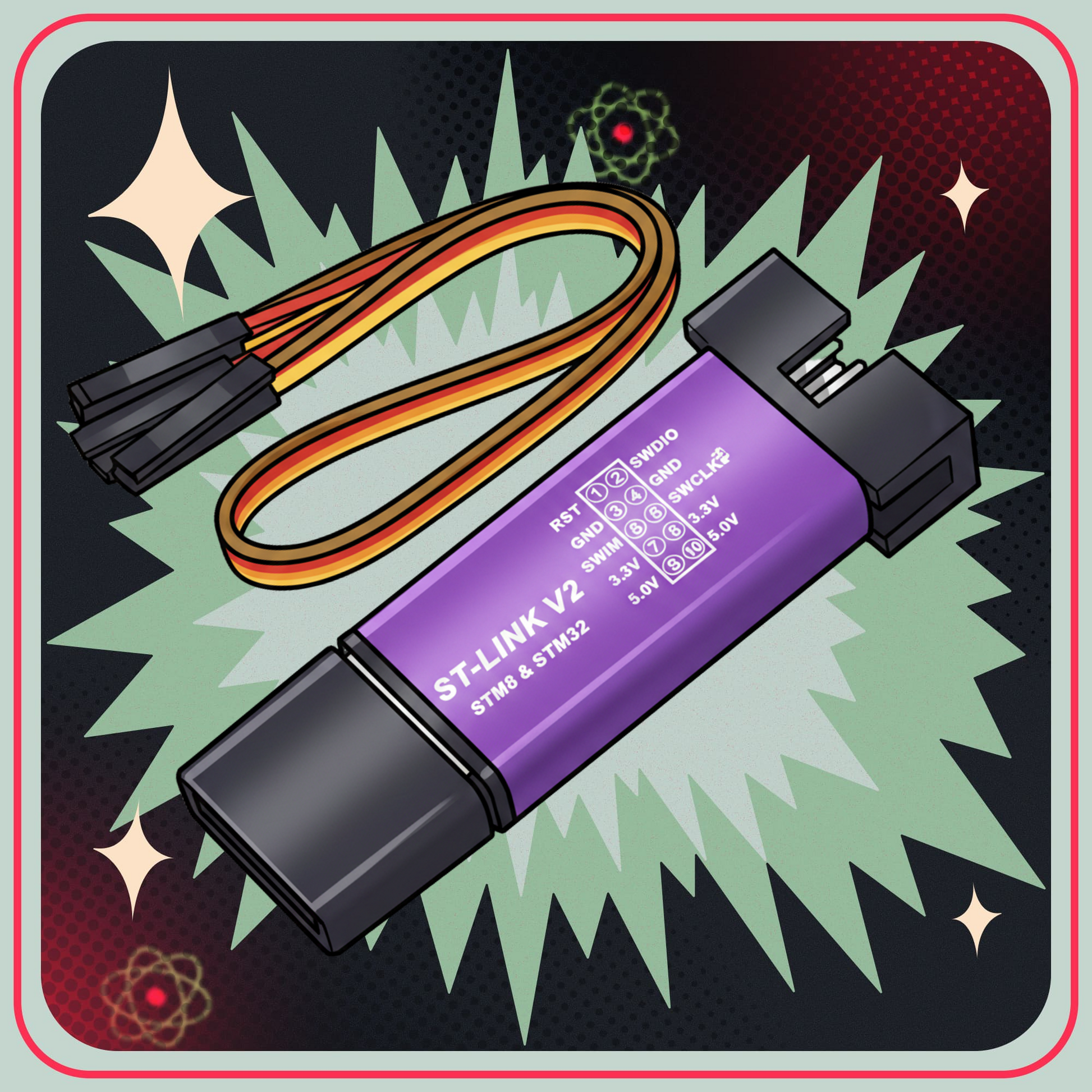 ST-Link V2-kompatibel USB-programmør/debugger til STM8 STM32