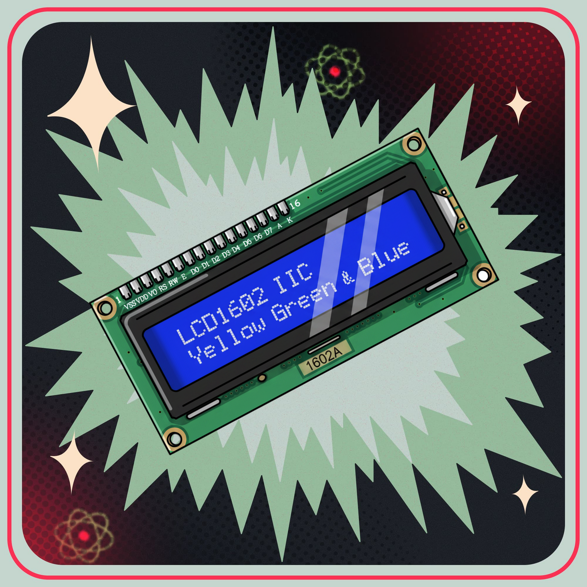 LCD display 2x16 karakterer med I2C kontrol