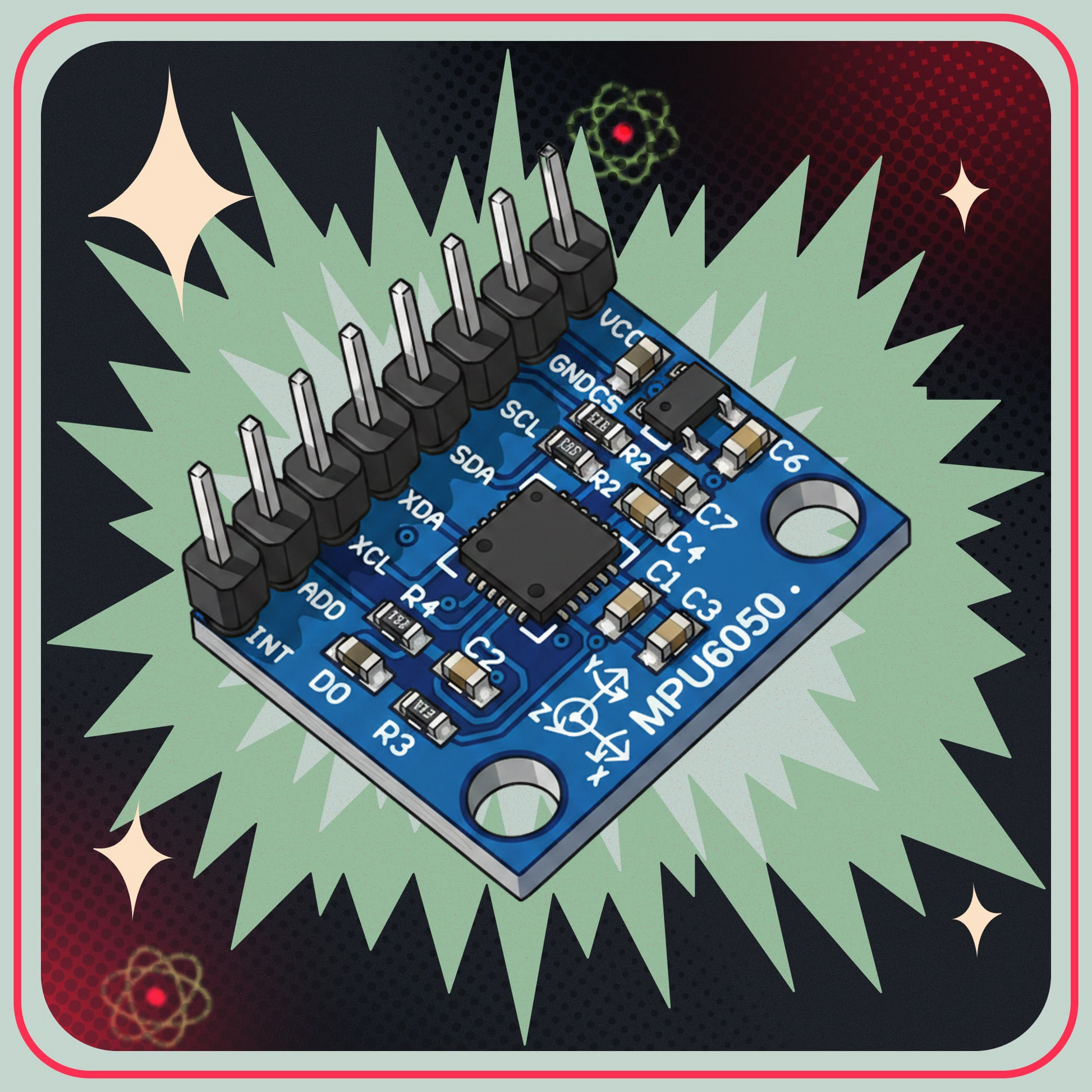 3-akse gyroskop og accelerometer IMU GY-521 MPU-6050