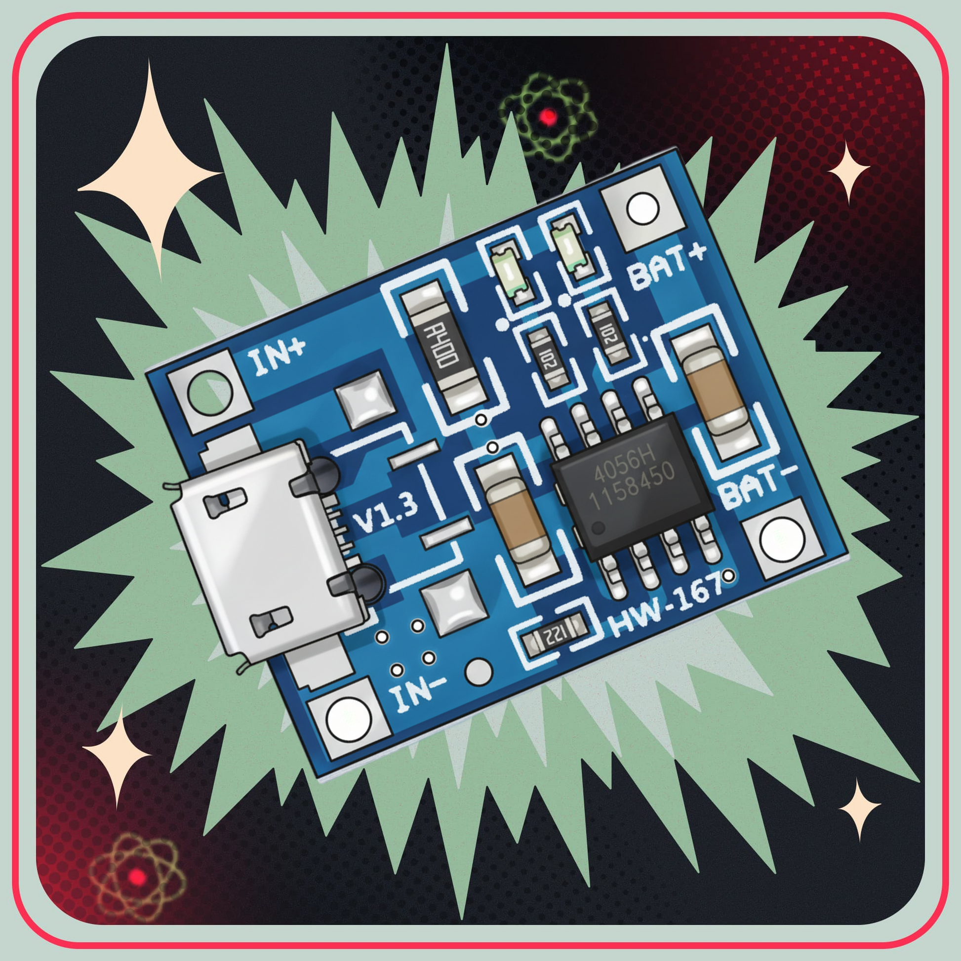 LiPo batteri lader TP4056 - 5V 1A micro USB