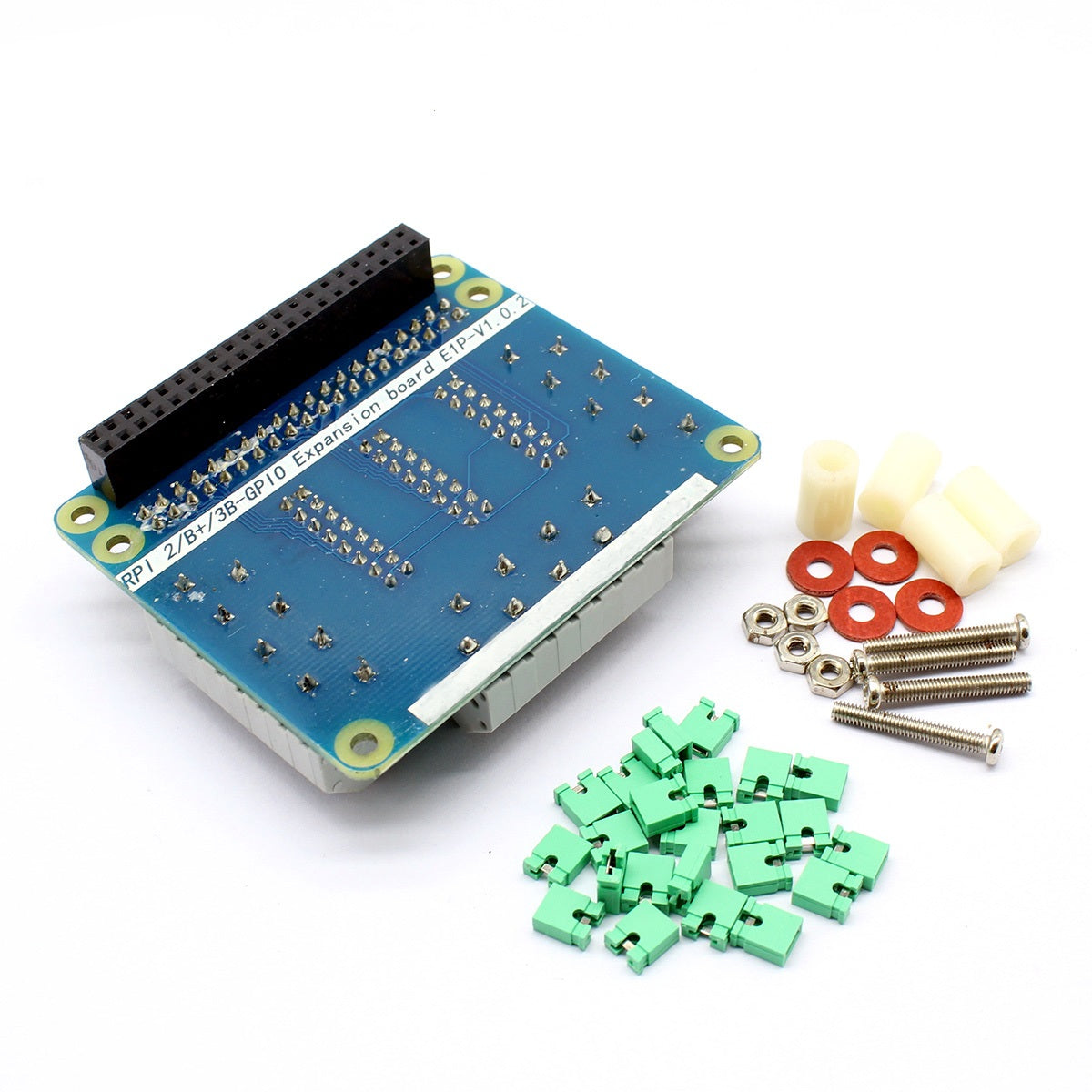 Bagsiden af et Multifunctional GPIO Expansion Board til Raspberry Pi 2/3B
