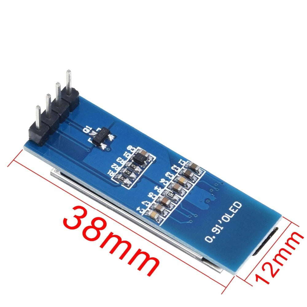 dimensioner af 0.91" OLED display 128x32 pixels