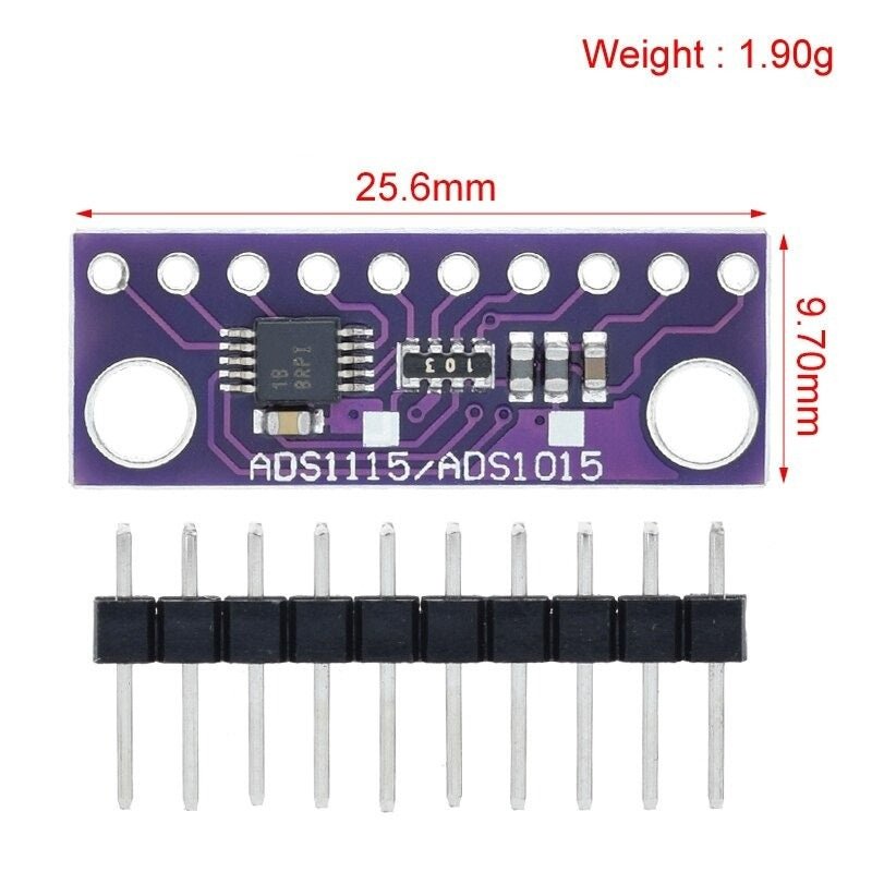 Image of Størrelse af et ADS1015 ADC Modul 
