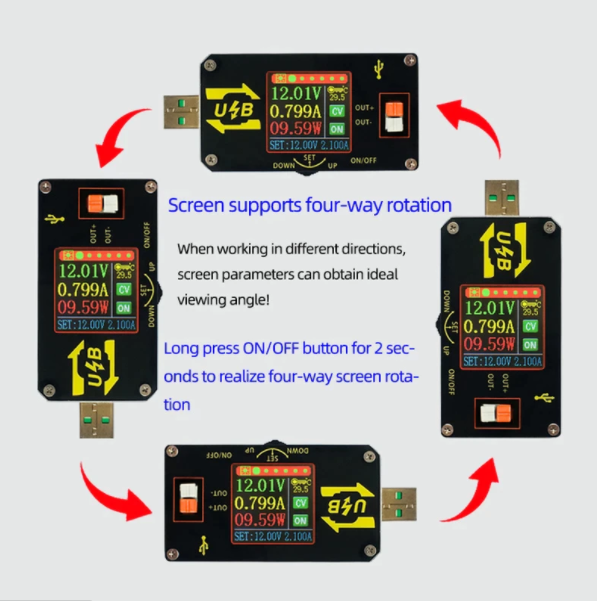 Image of XY-UDP-strømforsyningsskærmen har en fire-vejs roterende funktion