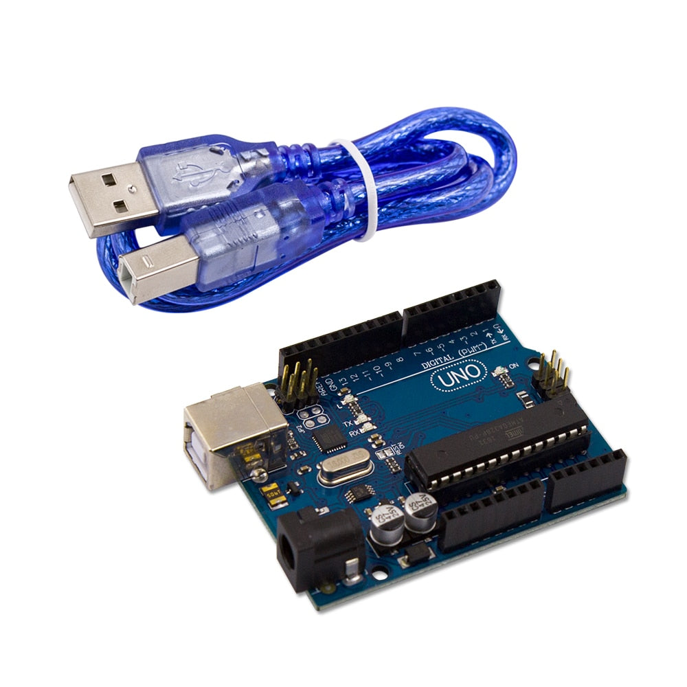 Image of Side af Arduino Uno R3 med ledninger