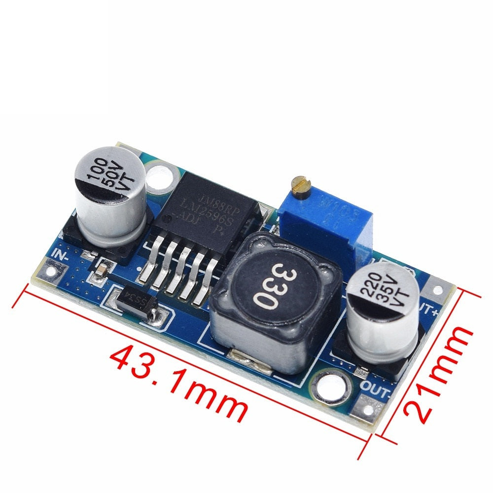 Image of LM2596 DC/DC step down konverter med Dimensioner