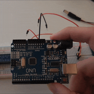 Image of Eksempel på tilslutning af Arduino Uno R3 med LED