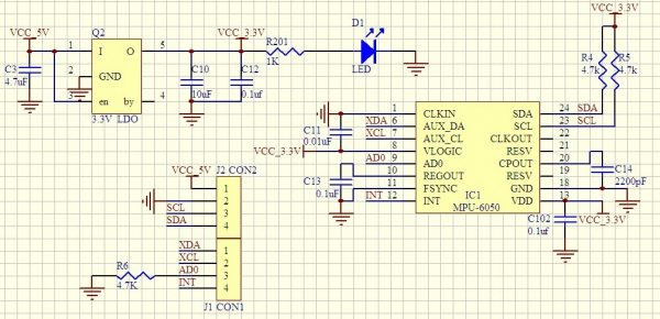 3-akse gyroskop og accelerometer IMU GY-521 MPU-6050