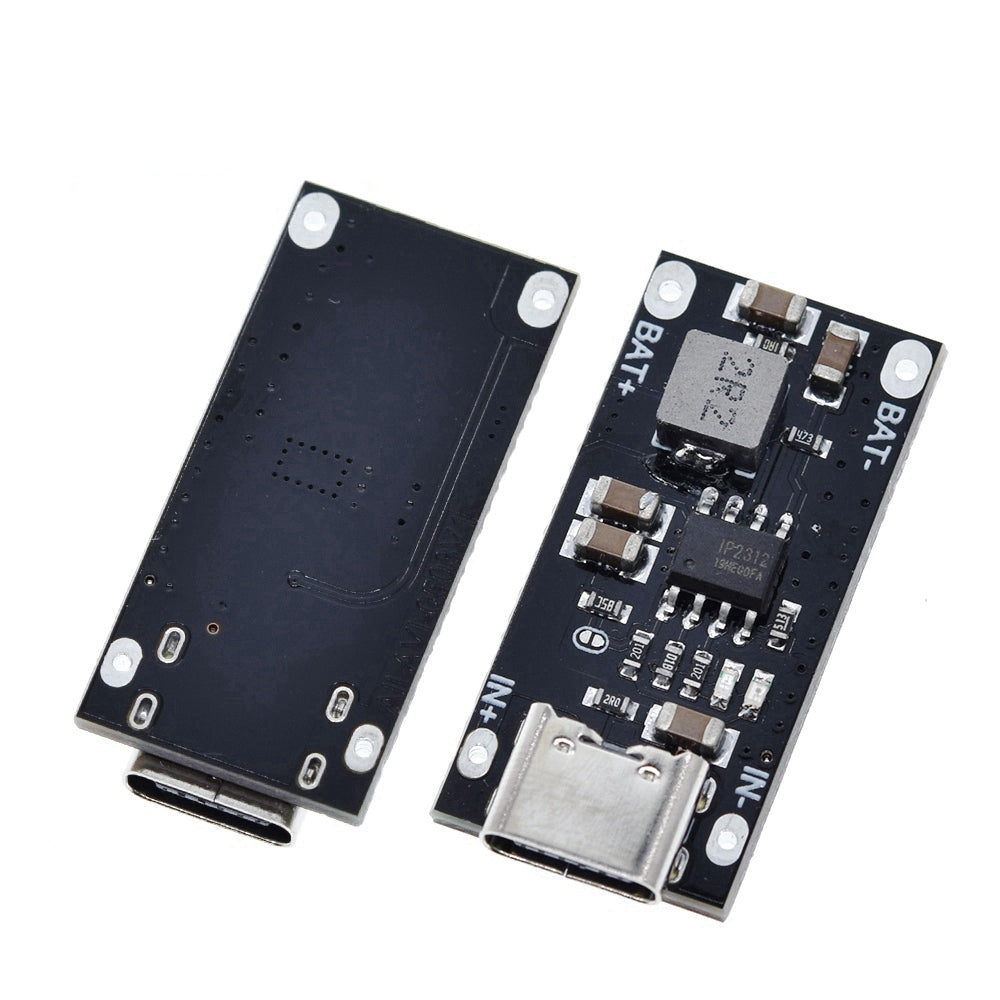 Image of Forsiden og bagsiden af IP2312 Lynhurtig Lithium Batteri lader 3A med USB C