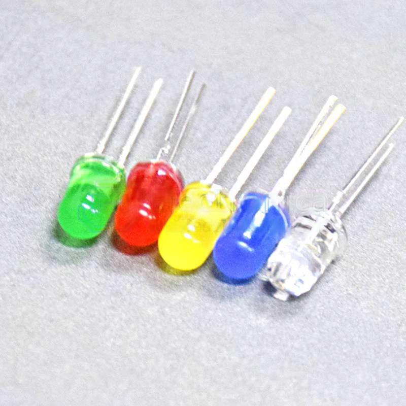 5 Forskelligfarvede LED LED Lysdioder 