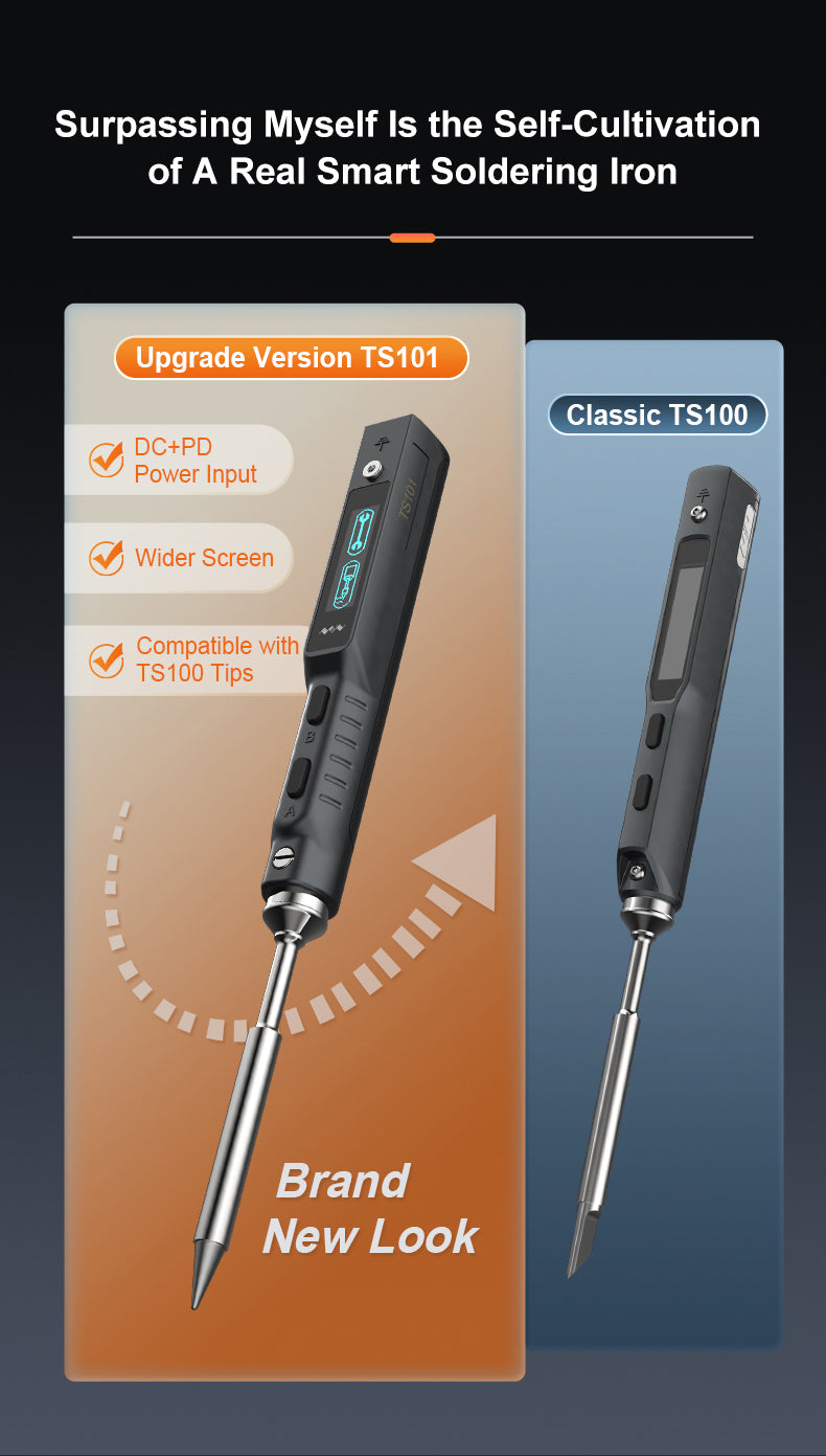 Image of TS101 digital loddekolbe vs TS100 digital loddekolbe