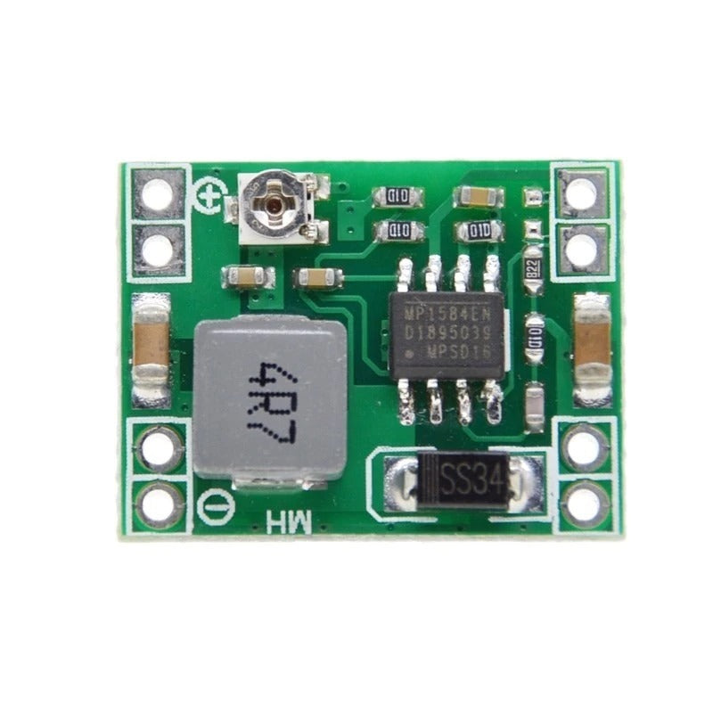 en XM1584 DC-DC step down konverter med hvid bagground