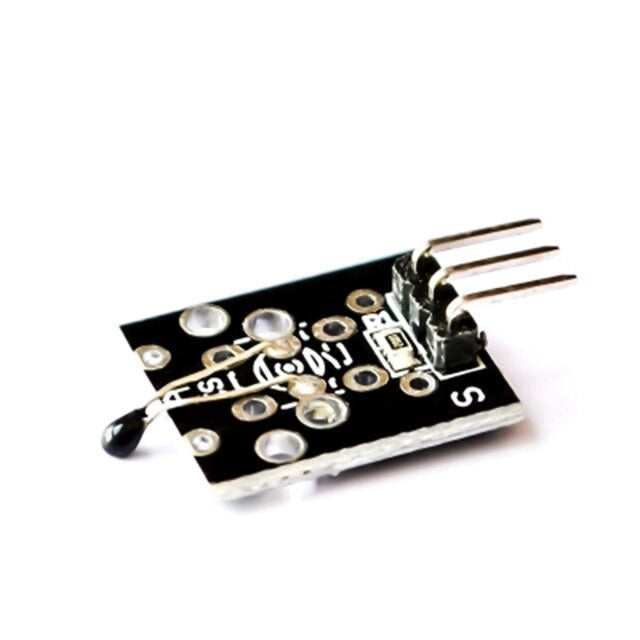 Image of et nærbilde af KY-013 temperatursensoren med NTC thermistor der vender om højre