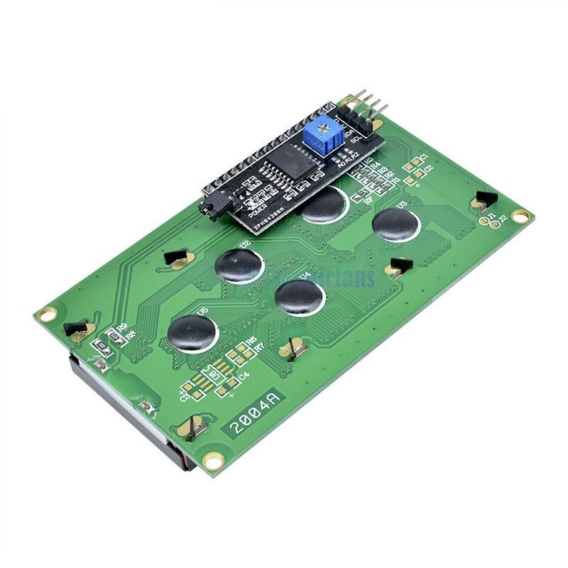 Image of bagsiden af et 20x4 LCD-display med I2C-kontrol