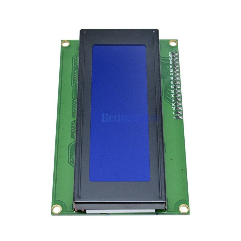 forsiden af et 20x4 LCD-display med I2C-kontrol