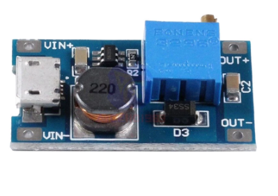Image of forsiden af MT3608 DC-DC step up modul med MICRO USB