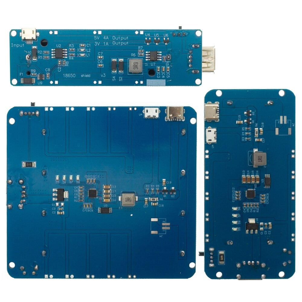 Image of bagsiden af 18650 Lithium Battery Shield Mobile Power Bank ESP32 - 1 batterier, 2 batterier, 4 batterier