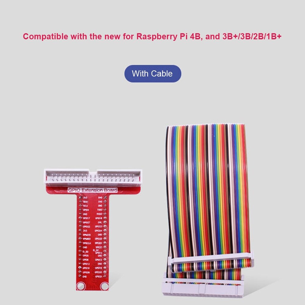 Image of en Kable og Raspberry Pi fumlebræt(breadboard) adaptor