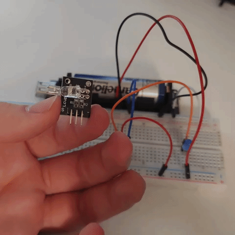 Image of en eksempel af KY-039 Puls sensor med led lys